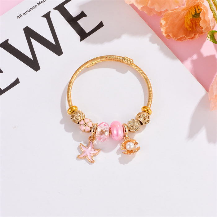 Wholesale Electroplated Stainless Steel Ocean Starfish Shell Bracelet Fashion Accessory Gift MOQ≥2 MOQ