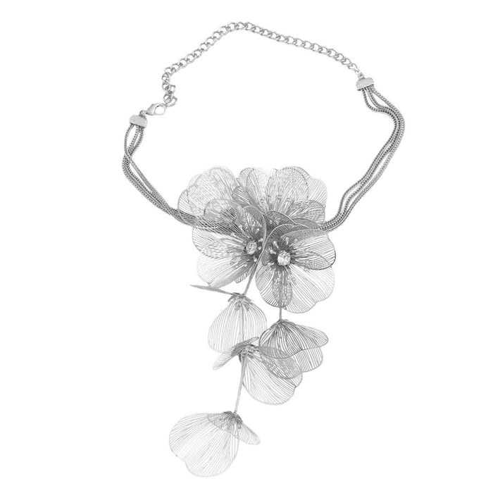 Wholesale Light luxury temperament, multi-layered hollow flower tassel necklace, retro niche personality, exaggerated collarbone chain