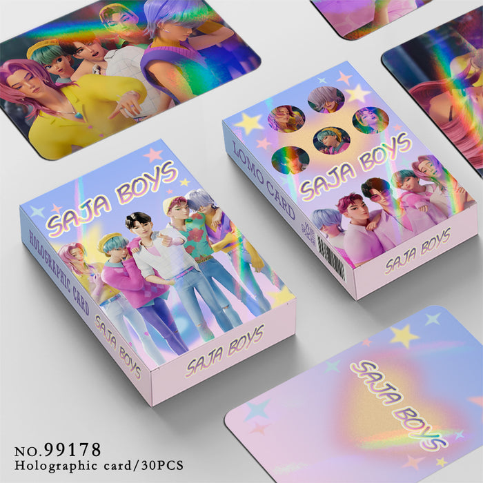 Wholesale 30-Piece Set of K-Pop Holographic Cartoon Collectible LOMO Cards