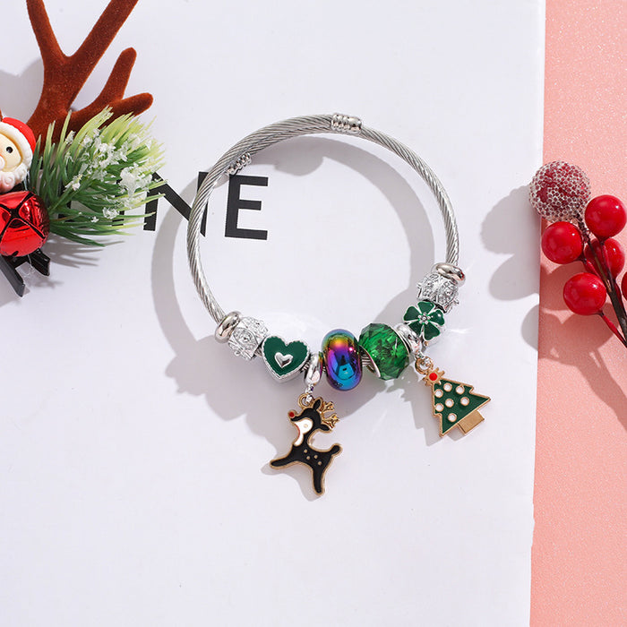 Wholesale Stainless Steel Christmas Charm Bracelet Women' s Fashion Accessory MOQ≥2