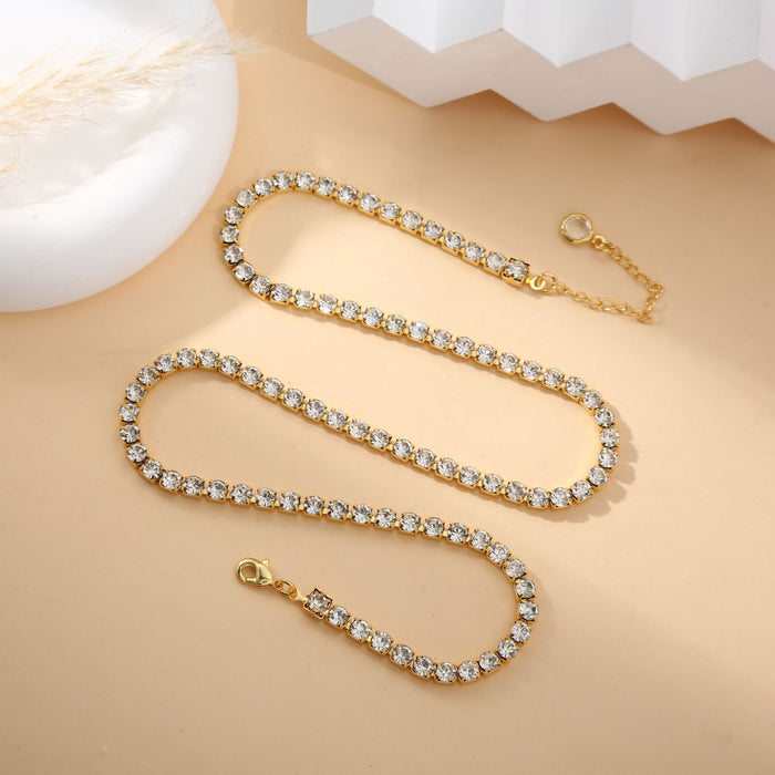 Wholesale Popular rhinestone claw chain versatile temperament bracelet copper plated real gold non fading accessory