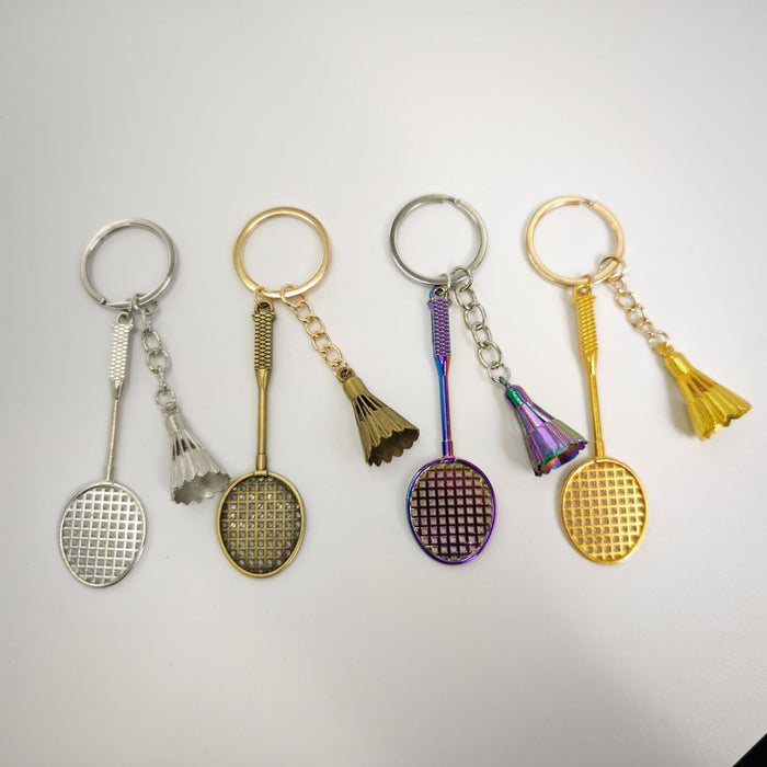 Wholesale Creative Golden Badminton Metal Badminton Personalized Keychain