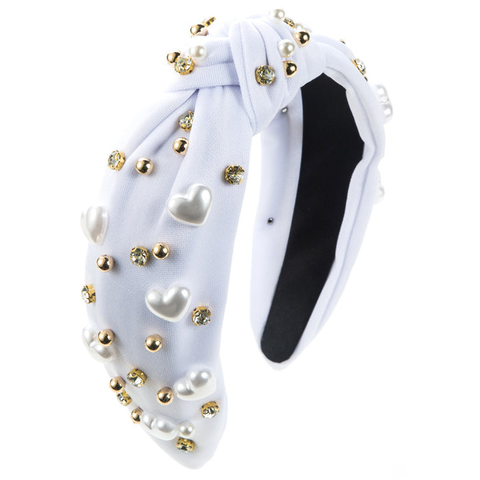 Wholesale Valentine' s Day Heart-Shaped Pearl Wide Headband