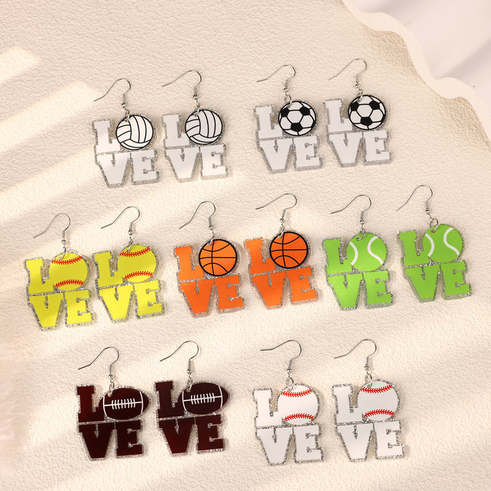 Wholesale Basketball, volleyball, creative earrings, party decorations, acrylic