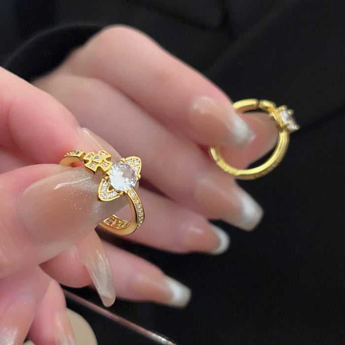 Wholesale Diamond studded ring with high-end feel, zircon opening adjustable ring