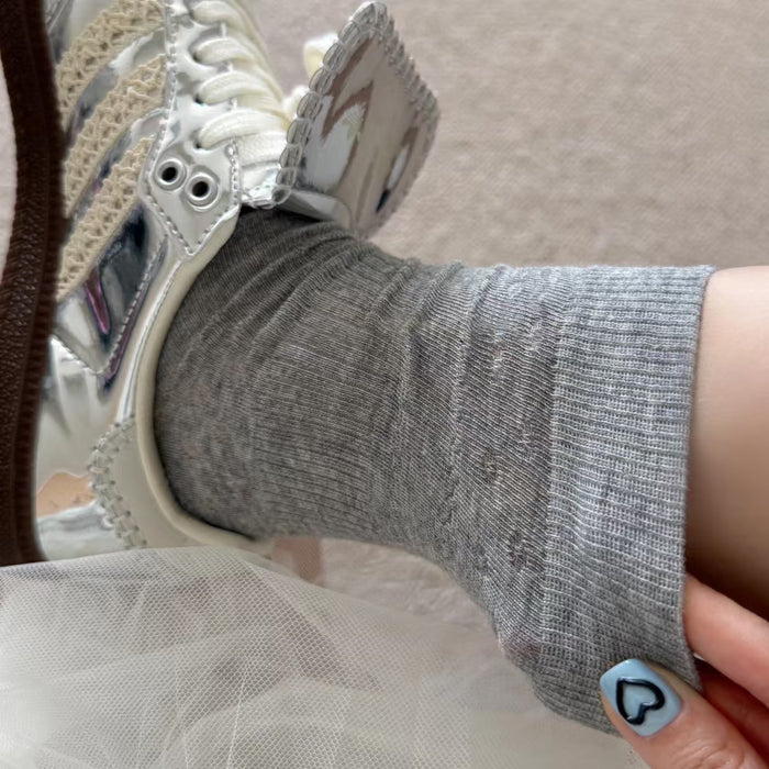 Wholesale Thin hollowed out mesh eyelets, tube socks for wearing, versatile stacking socks