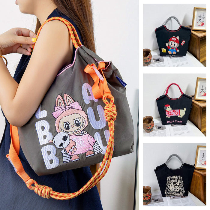 Wholesale Embroidered canvas crossbody bag zipper shoulder bag women' s fashionable handbag