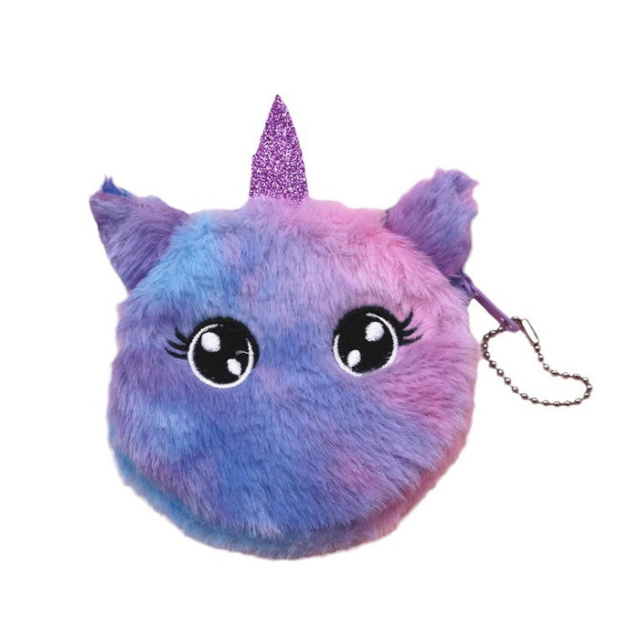 Wholesale unicorn cartoon coin purse children Cat plush coin purse key pendant bag card