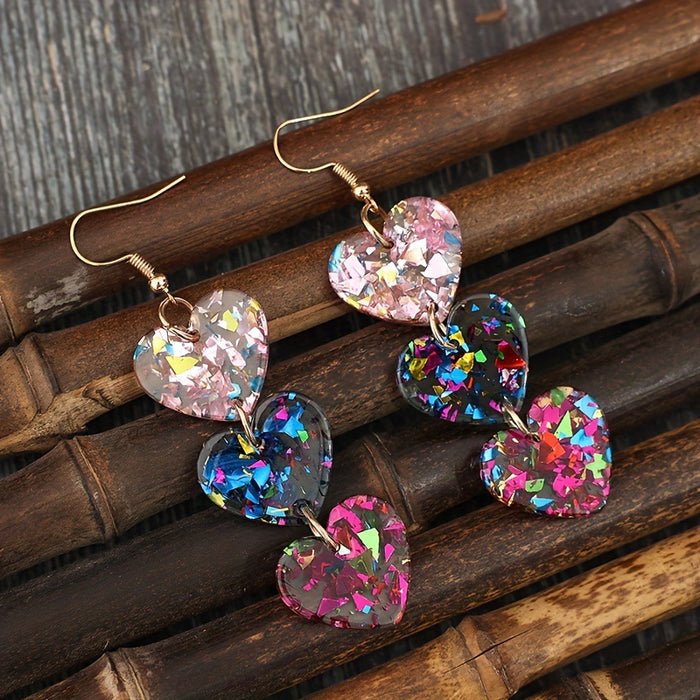 Wholesale Valentine' s Day Creative Multiple Sequins Acrylic Love ing Drop Earrings