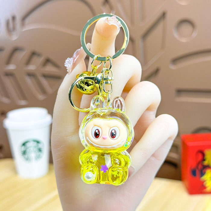 Wholesale Acrylic Bunny Quicksand Keychain Luminous Flashing Cute Doll Bag Gift Keychain