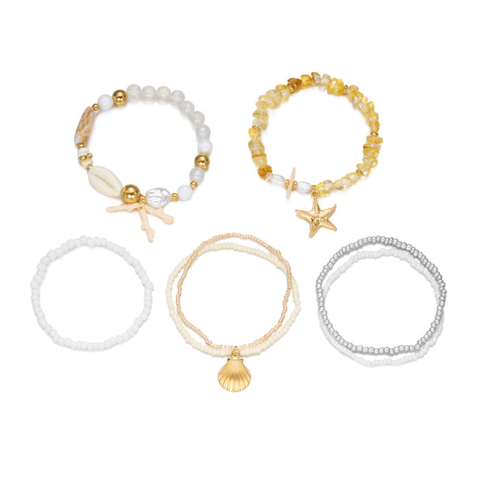 Wholesale Ocean Starfish Shell Stacking Bracelet Set Trendy Beaded Handmade Jewelry