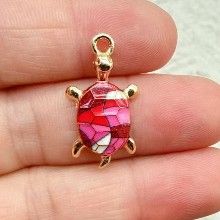 Wholesale 10pcs DIY Colorful Turtle Bracelet Pendant Alloy Oil Drip Accessories Hanging Earrings