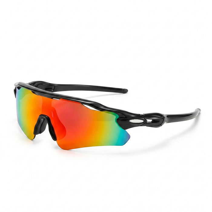 Wholesale Stylish Sports Sunglasses HD Anti UV Windproof Cycling Running Outdoor Goggles Dark Purple Frame Red Lens For Resale