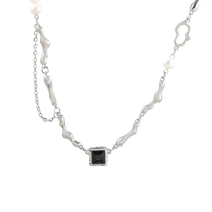 Wholesale Alloy Pearl Black Zircon Necklace JDC-NE-YiWei002