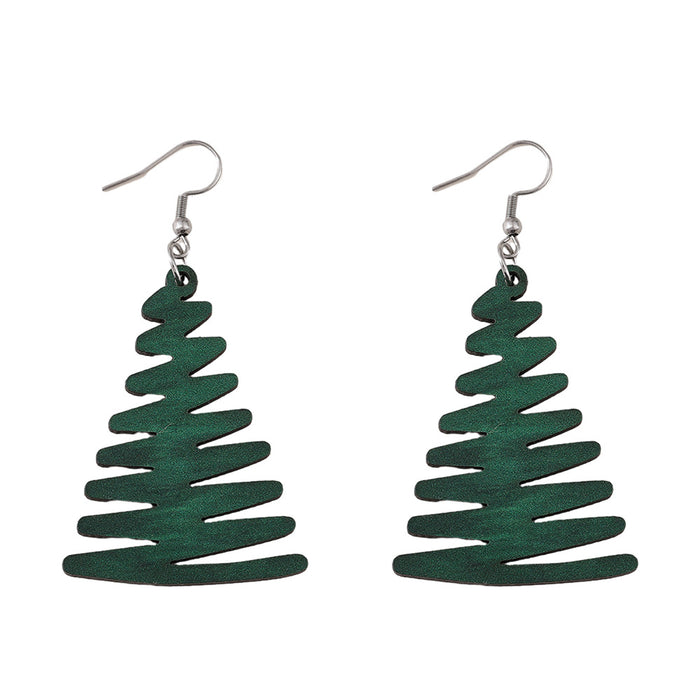 Wholesale Christmas Green Christmas Tree Pendant Earrings