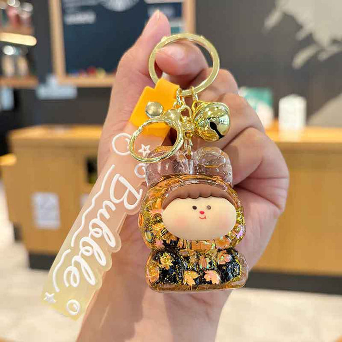 Wholesale Oil-in Acrylic Quicksand Key Chain Cute Flash Doll Key Chain
