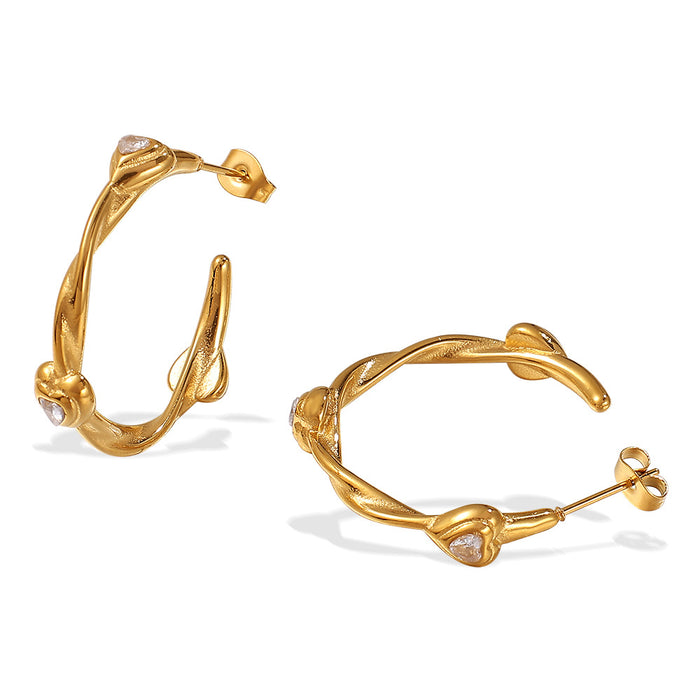 Wholesale Light luxury high-end photosensitive surface handmade heart-shaped earrings, fashionable and versatile temperament heart-shaped stainless steel earrings