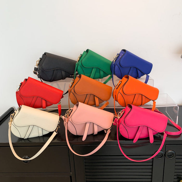 Wholesale PU Contrast Color Messenger Shoulder Saddle Bag JDC-SD-SYuan015