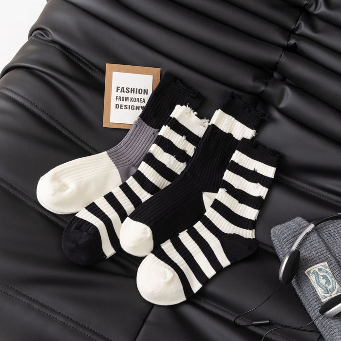 Los calcetines de algodón a rayas al por mayor absorben el sudor JDC-SK-Luyue002