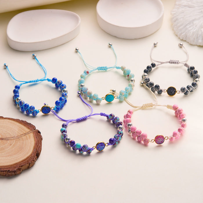 Wholesale Natural Stone Bracelet Hand-woven Round Natural Stone
