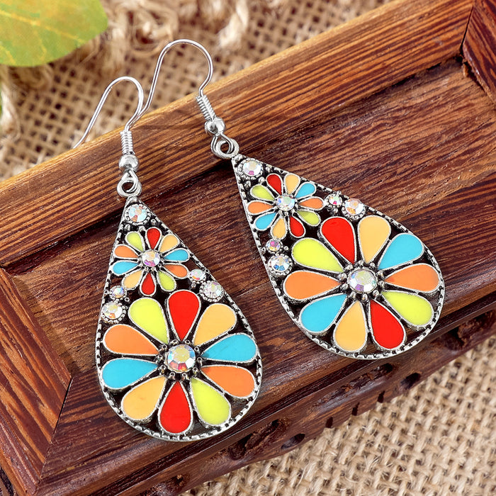 Wholesale Zinc Alloy Bohemian Drop Earrings with Rhinestone for Party Wear Boutique Resale MOQ≥2