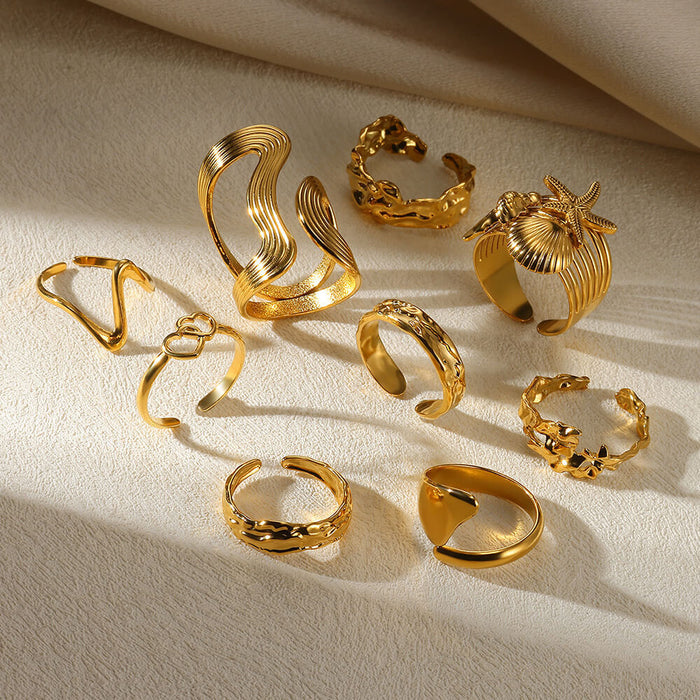 Wholesale Fashionable and personalized design, snake shaped irregular curve, geometric arc, non fading opening ring