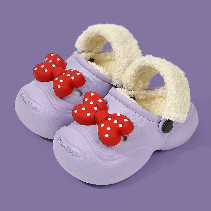 Wholesale Children' s cotton slippers winter  boys and girls home warm cotton shoes medium and big children cartoon outer wear plush shoes