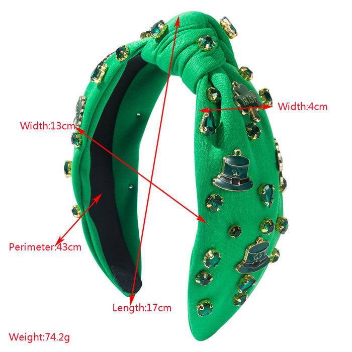 Wholesale St.  Patrick' s Day Rhinestone Alloy Clover Hat Headband
