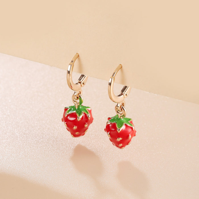 Wholesale Cartoon Strawberry Earrings Girl's  Earrings Cute Earrings