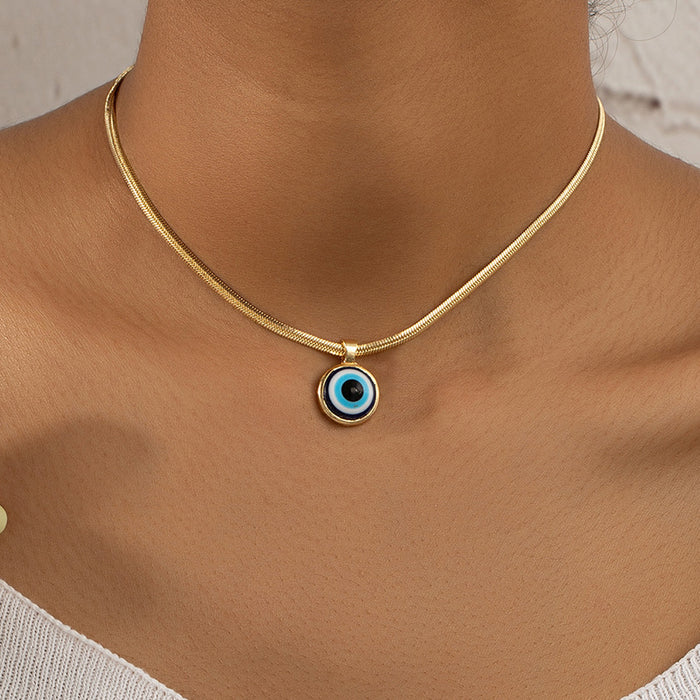 Wholesale  Devil's Eye Necklace Blue Eye Pendant Necklace Snake Chain Eye Necklace Collarbone Chain