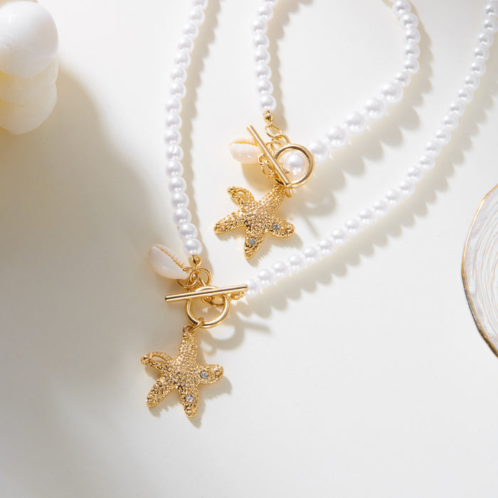 Wholesale Shell Pendant Necklace and Earrings Set Marine Life Design Beach Vacation