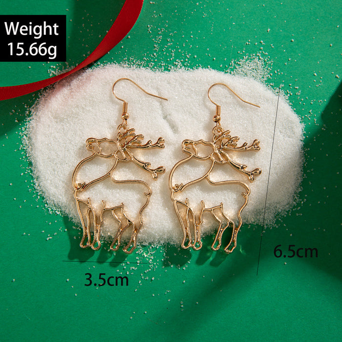 Wholesale Christmas Elk Bell Hollow Earrings Alloy Fashion Jewelry Accessory MOQ≥2
