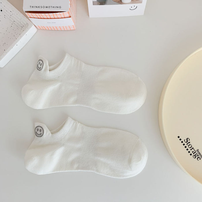 Wholesale Socks, boat socks, cute smiling face embroidery, invisible socks, cotton socks, shallow mouth socks