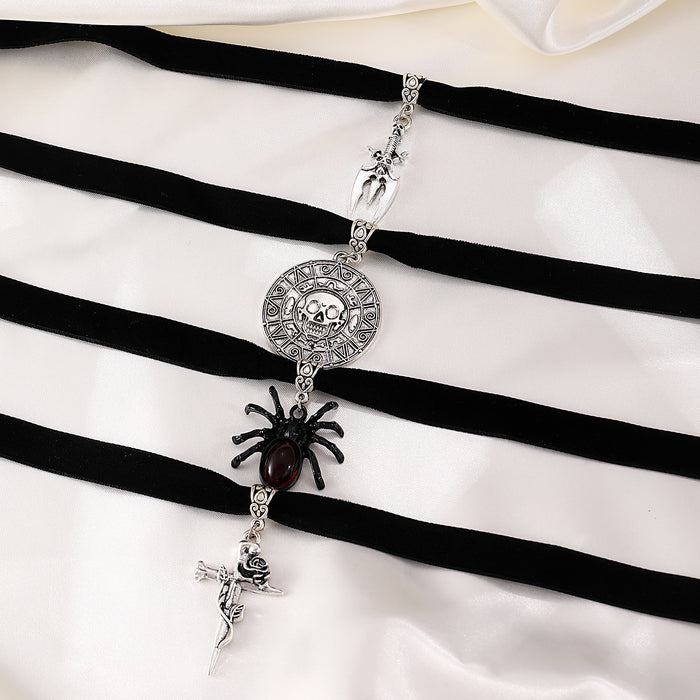 Wholesale pirate disc spider cross rose skull collar necklace women's neck chain choker