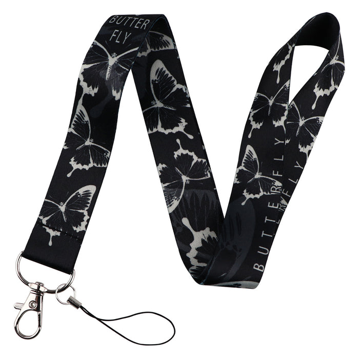 Wholesale Butterfly-shaped phone lanyard Keychain with a rigid card holder