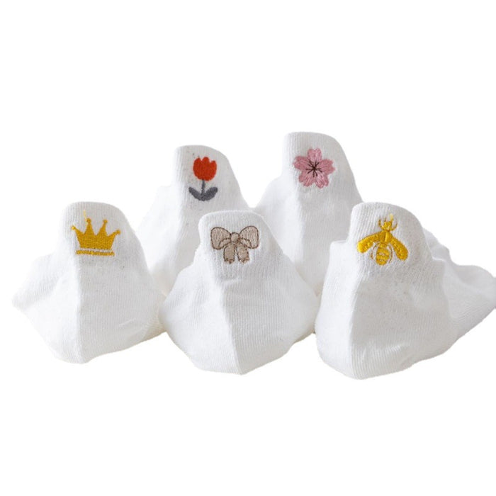 Wholesale Socks Cotton Shallow Socks Embroidered Small Flower Cartoon Short Ship Socks at the Heel