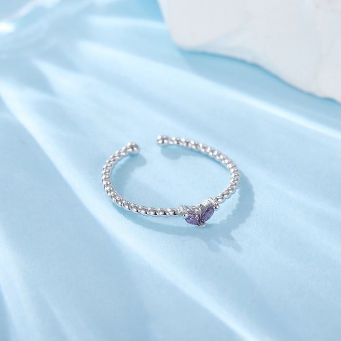 Wholesale Light luxury pure silver ring for women, niche and non fading spiral zircon open ring