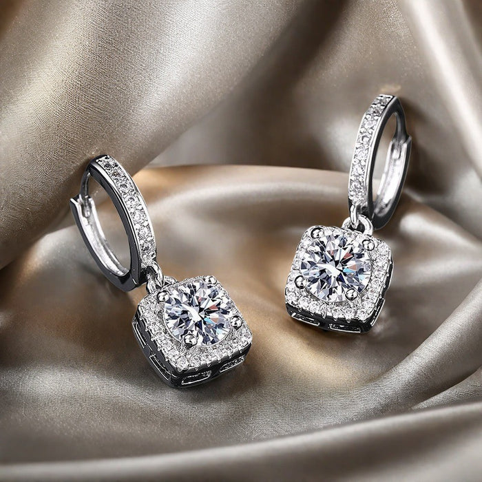 Wholesale Copper inlaid zircon square wrapped full diamond one carat earrings earrings earrings earrings earrings