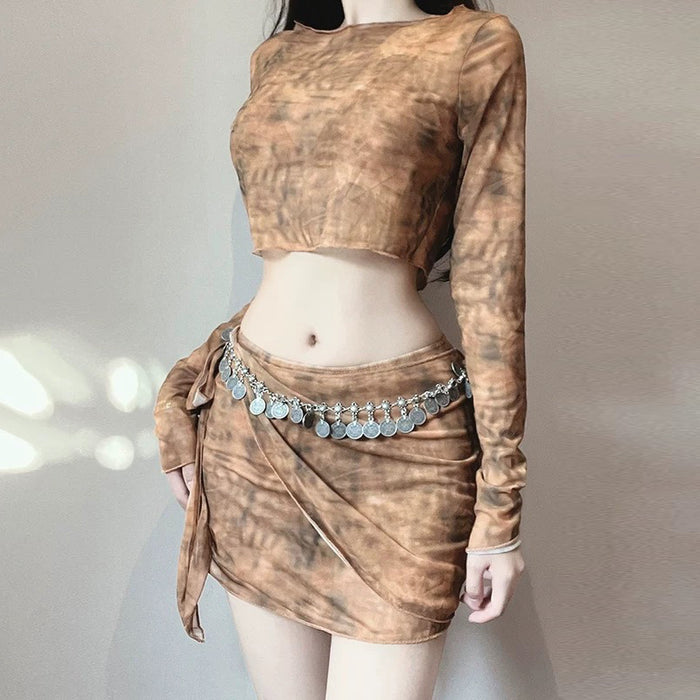 Wholesale Swimwear Women's Split Long-sleeved Sunscreen Split Skirt Bikini Four-piece Set Elegant Slim-fit Hot Spring Vacation Swimwear