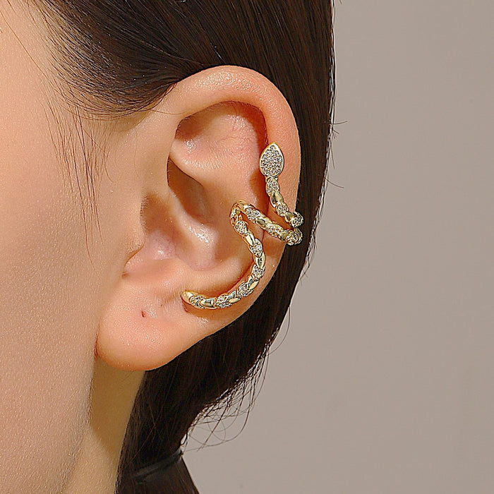 Wholesale Zircon inlaid small snake ear clip with personality and temperament, snake shaped ear bone clip with European and American style, no ear hole earrings