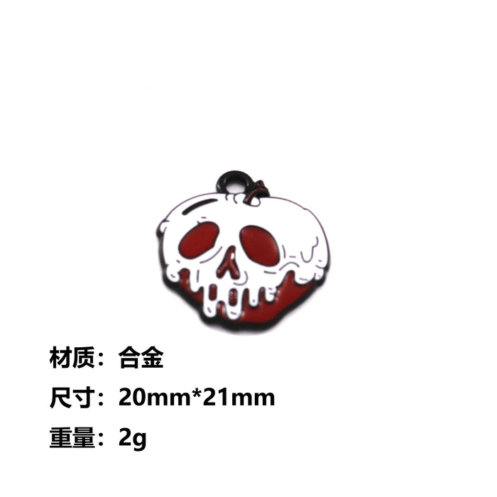Wholesale 10pcs  Funny Skull Pumpkin Cartoon Accessories Alloy Oil Dropping Pendant Earrings Keychain