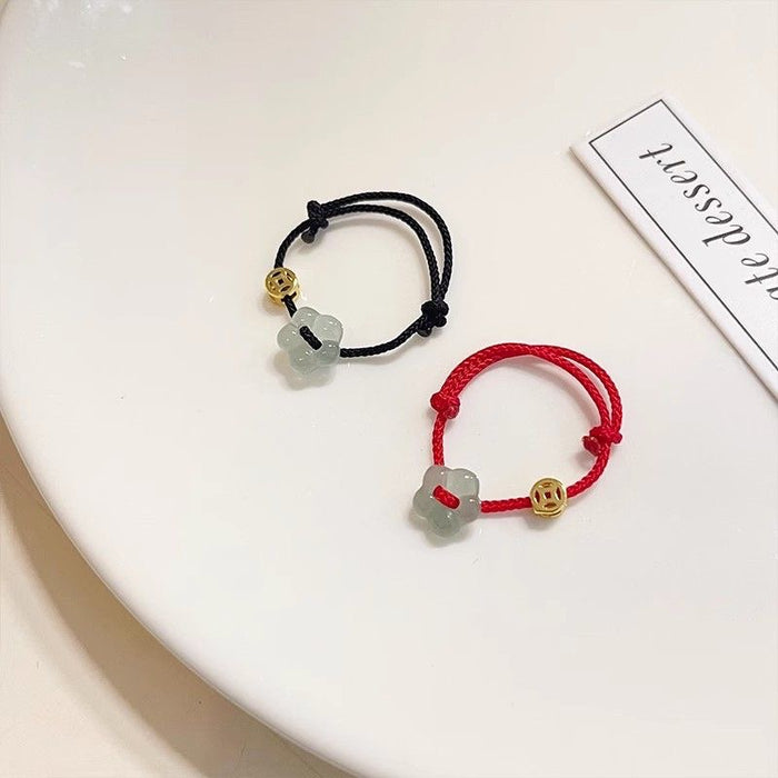 Wholesale Simple and versatile flower coin woven ring, niche design, unique adjustable ring