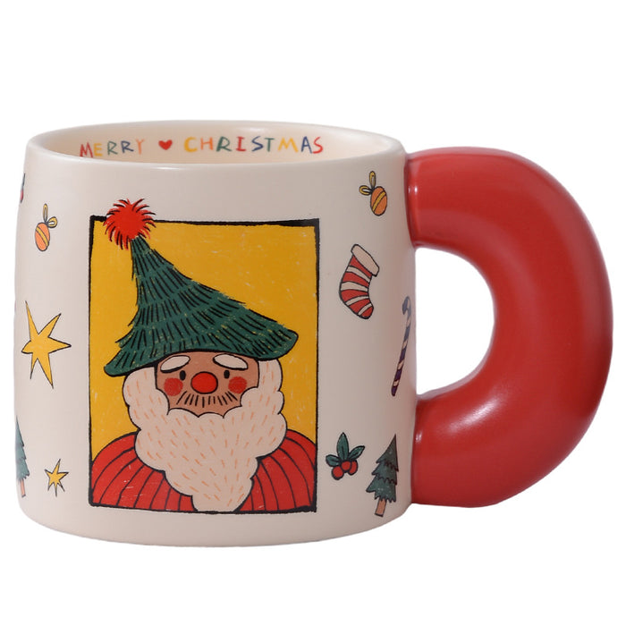 Wholesale Christmas-themed ceramic mug with a large handle