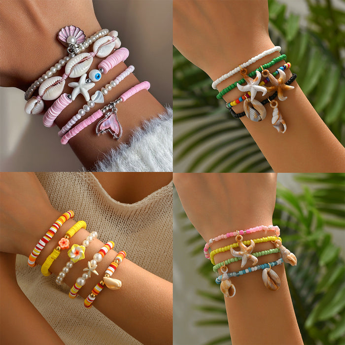 Wholesale Shell Bracelet Set Colored Soft Ceramic Starfish Bracelet