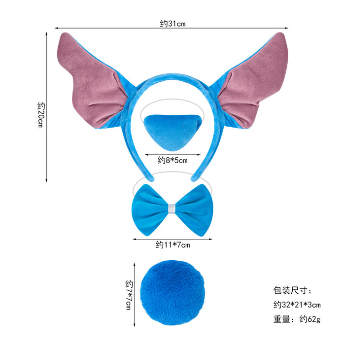 Wholesale Animal Headband Blue Ears Gloves Headband Set Cute Headwear