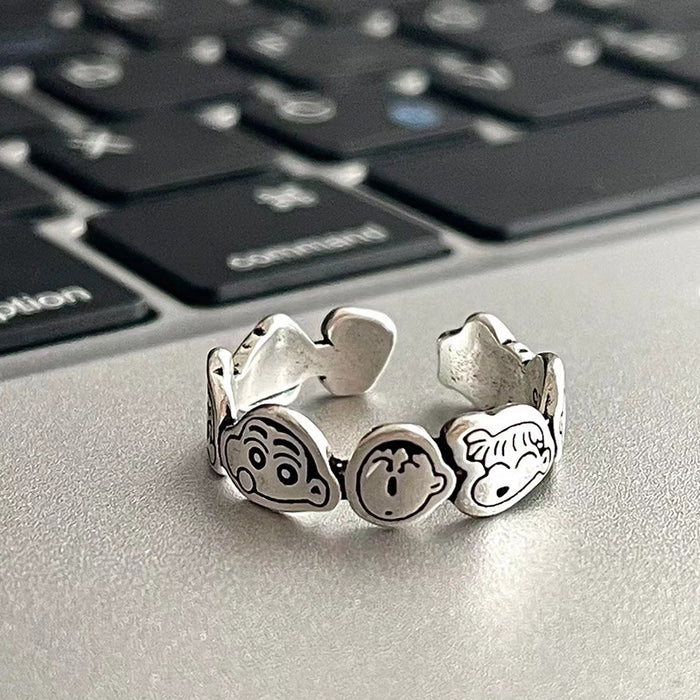 Wholesale Cute anime cartoon ring, niche design, adjustable opening, index finger ring