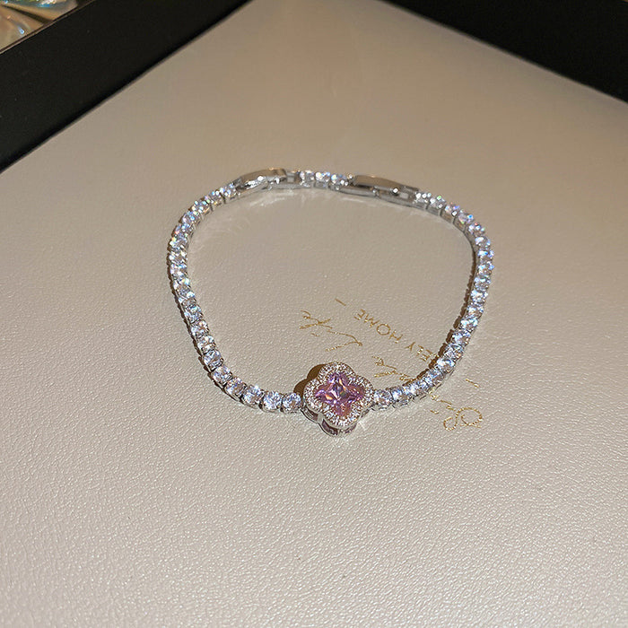 Wholesale Pink Zircon Geometric Round Pull-out Bracelet