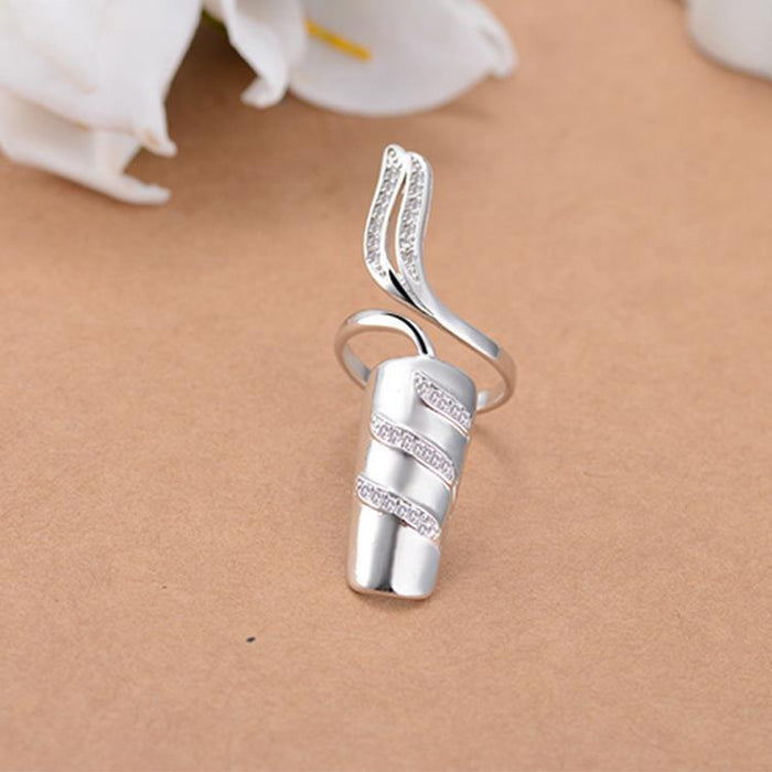 Wholesale Personalized, fashionable, creative, open finger joint ring, nail ring, temperament, diamond studded nail set jewelry wholesale