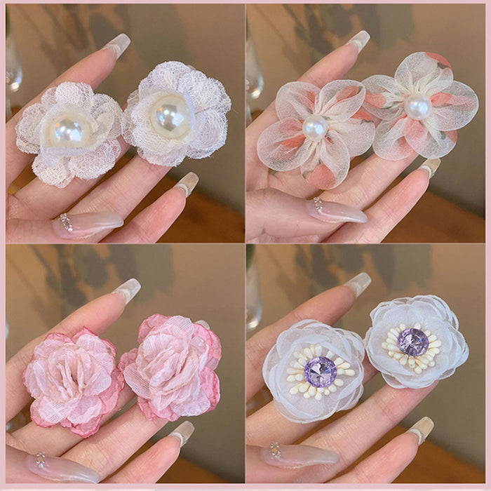 Wholesale Pearl flower earrings, fashionable, elegant, personalized earrings, niche, light luxury, high-end earrings