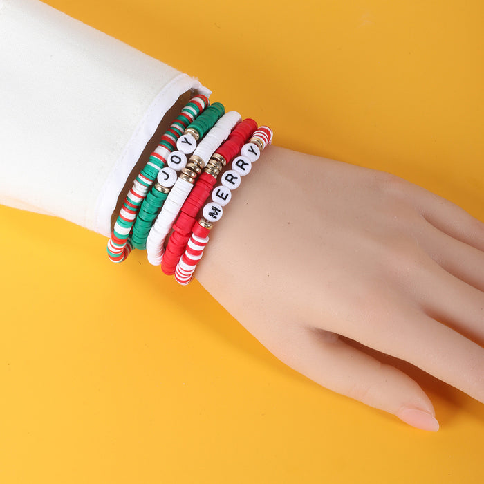 Wholesale Woven Colorful Polymer Clay Elastic Bracelet Combination JDC-BT-YiRan001